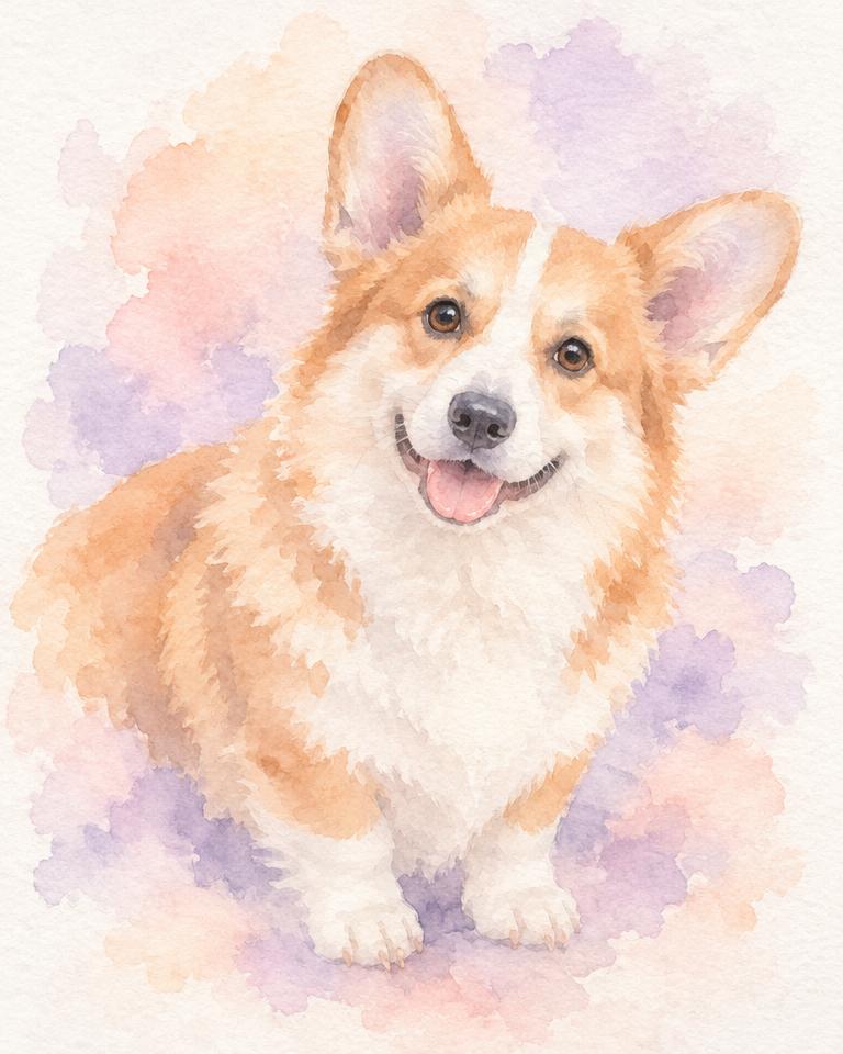 Watercolor style pet portrait